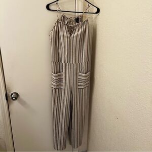 Robert Louis Vintage Striped Beige Jumpsuit (Size 1X)